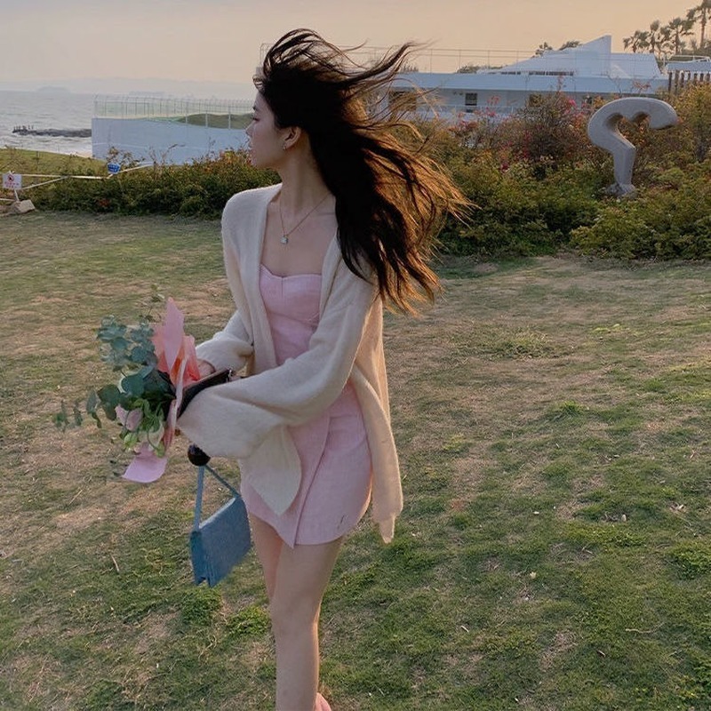 French Sweet Dress Women Straps Solid Casual High Waist Sexy Mini Dress Office Lady Evening Party Summer Dress Kroea Style 210521