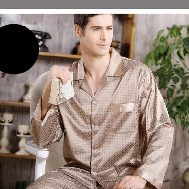 Men's Sleepwear Spring Autunm Male Long Sleeve Pajamas Suit Silk Satin Homewear Men Two Piece Set Loose Casual Nightwear, Black;brown
Men's Sleepwear Spring Autunm Male Long Sleeve Pajamas Suit Silk Satin Homewear Men Two Piece Set Loose Casual Nightwear, Black;brown