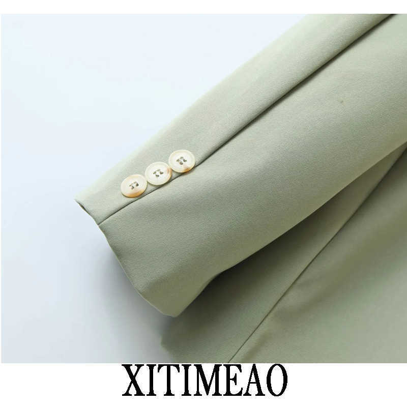 XITIMEAO Women Fashion Casual Wear Single Breasted Blazers Coat Vintage Long Sleeves Oversize Female Outerwear Chic Tops 210602