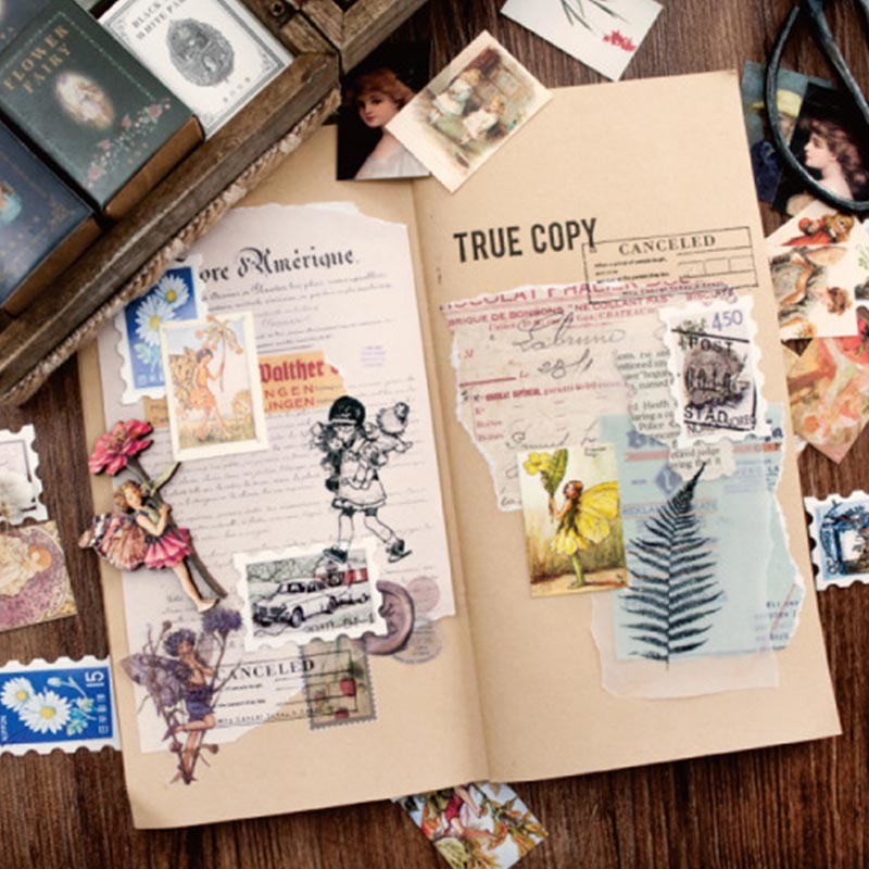 100Sheets Retro Style Diary Decoration Sticker Bag Card Paper DIY Scrapbook School Supplies Nice Gift Journal Stickers