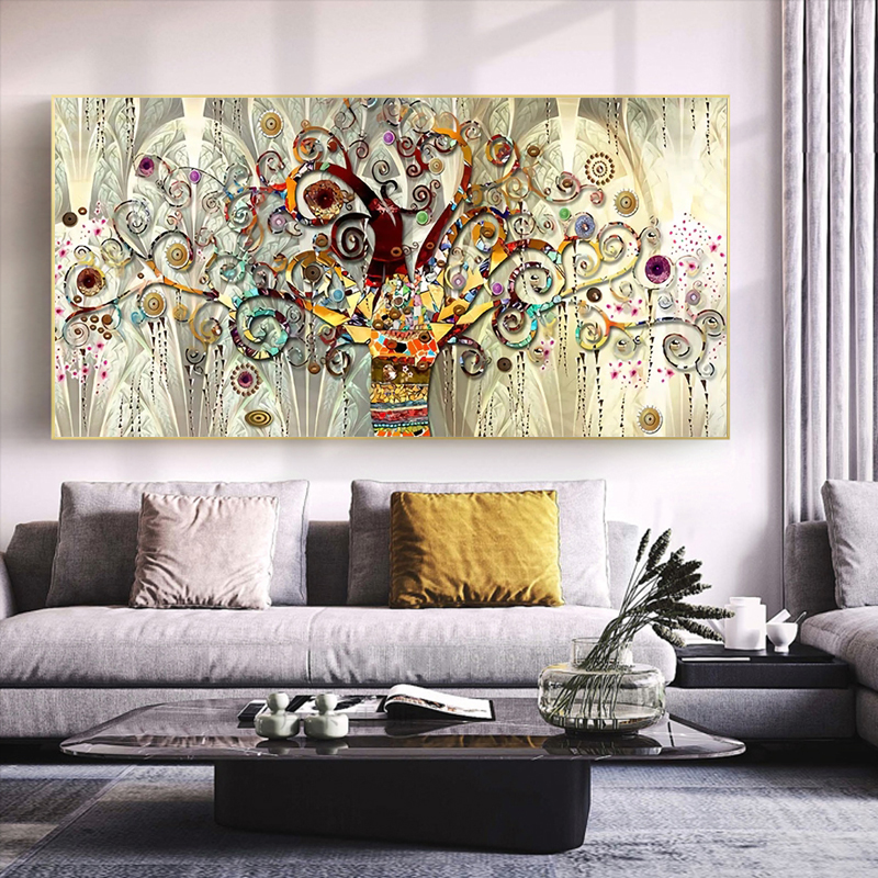 Tree of life by Gustav Klimt Landscape Wall Art Canvas Scandinavian Posters and Prints Modern Wall Art Picture for Living Room