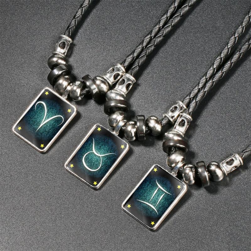 Explosive Obsidian Men's Twelve Constellation Couple Necklace Trendy Time Gemstone Beaded Pendant Gifts For Women Necklaces, Silver
Explosive Obsidian Men's Twelve Constellation Couple Necklace Trendy Time Gemstone Beaded Pendant Gifts For Women Necklaces, Silver