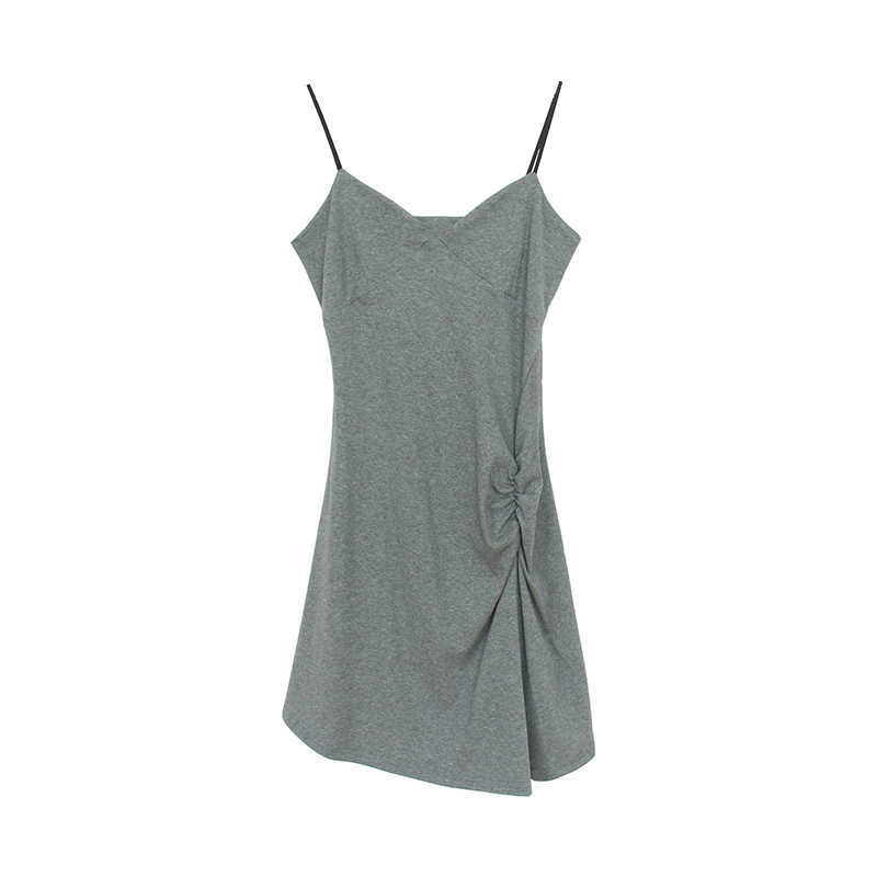 Summer mini dress vintage french style high waist slim black grey beach bodycon dresses sexy skinny club wear 210608