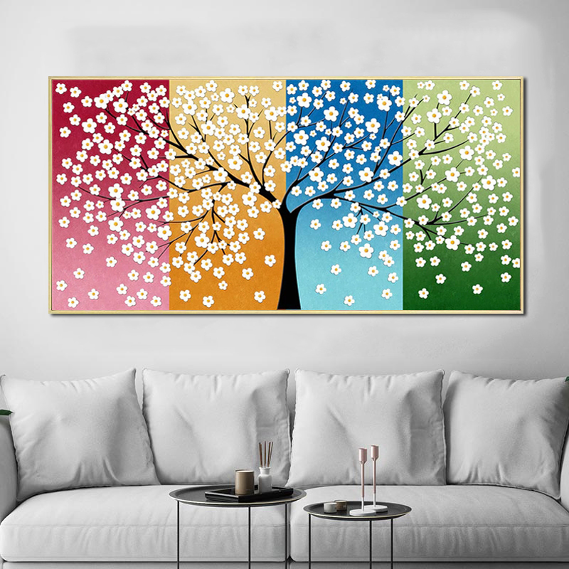 RELIABLI ART Abstract Seasons Tree Pictures Canvas Painting Wall Art For Living Room Modern Home Decoration Posters And Prints