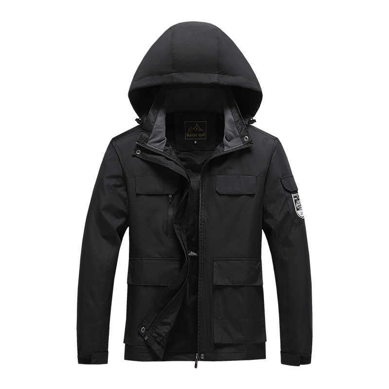 Plus Size 7XL 8XL Summer Jacket Men Hooded Thin Outerwear Coats Multi Pockets Breathable Mountain Climbing Windbreakers Jackets 211009