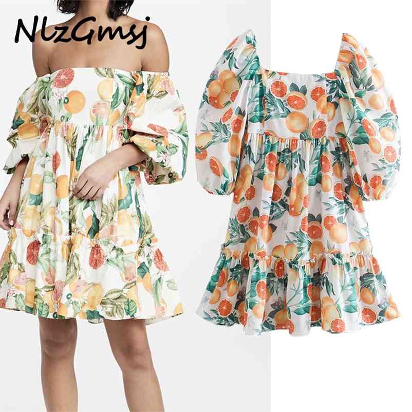 Dres Summer Spring Loose Print Half Sleeve High Waist Square Collar Elasticity Elegant Dresss 210628, As picture
Dres Summer Spring Loose Print Half Sleeve High Waist Square Collar Elasticity Elegant Dresss 210628, As picture