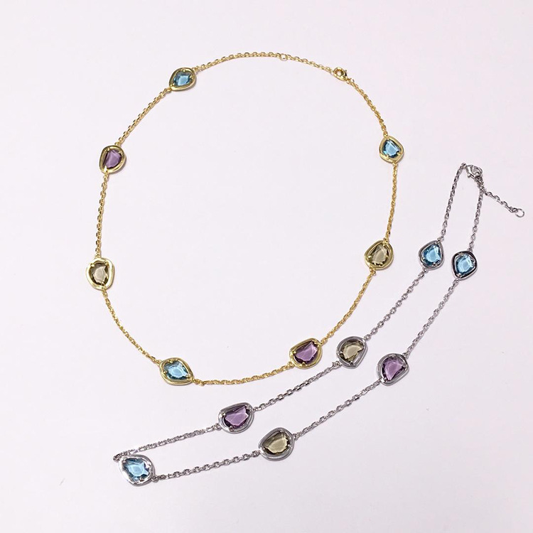 10 Foreign Trade Summer Style Copper-Plated Gold Inlaid Irregular Drop-Shaped Colorful Artificial Crystal Choker
10 Foreign Trade Summer Style Copper-Plated Gold Inlaid Irregular Drop-Shaped Colorful Artificial Crystal Choker