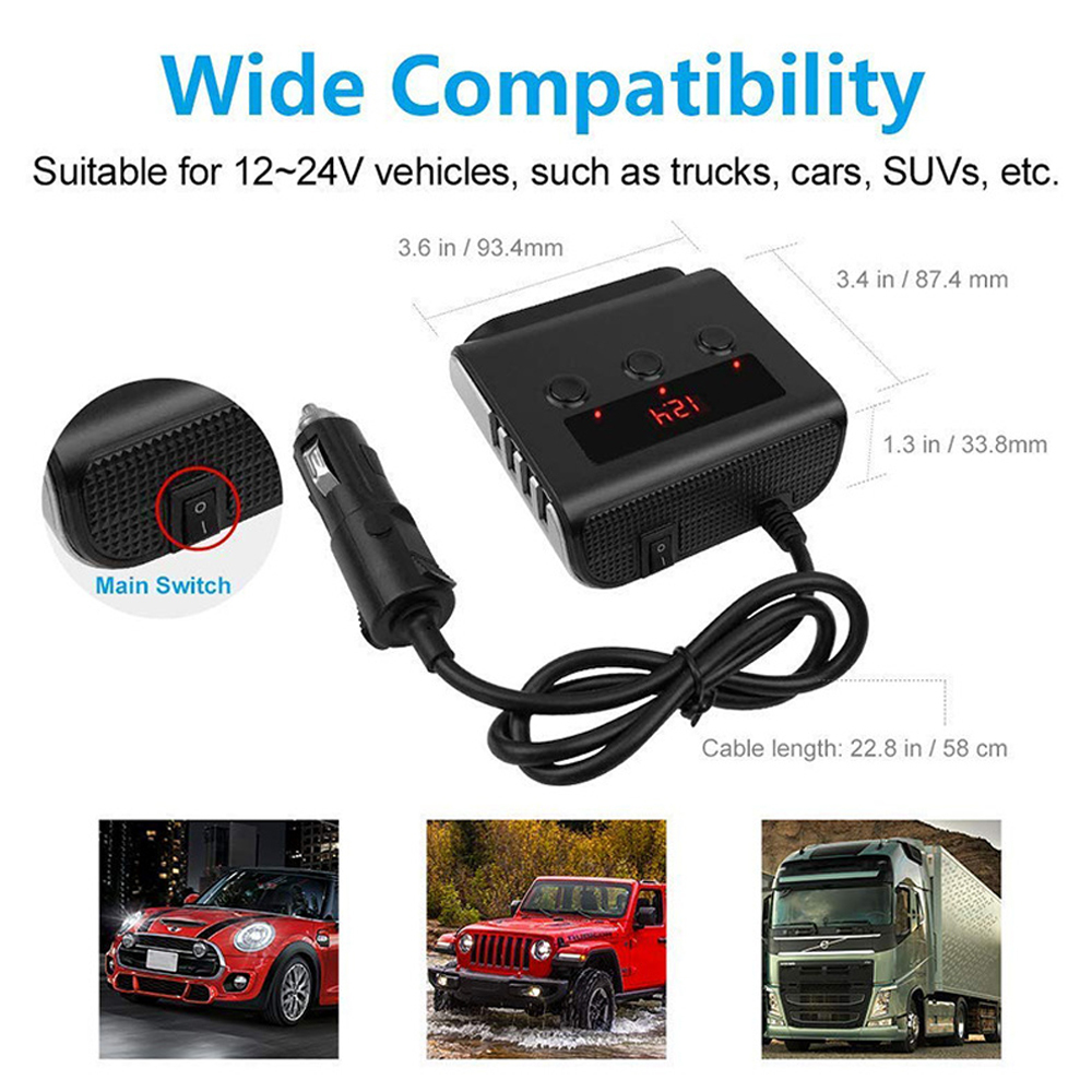 12-24V Charger 4 USB Car Cigarette Lighter Socket Splitter Universal DVR Phone Charge for Truck Auto