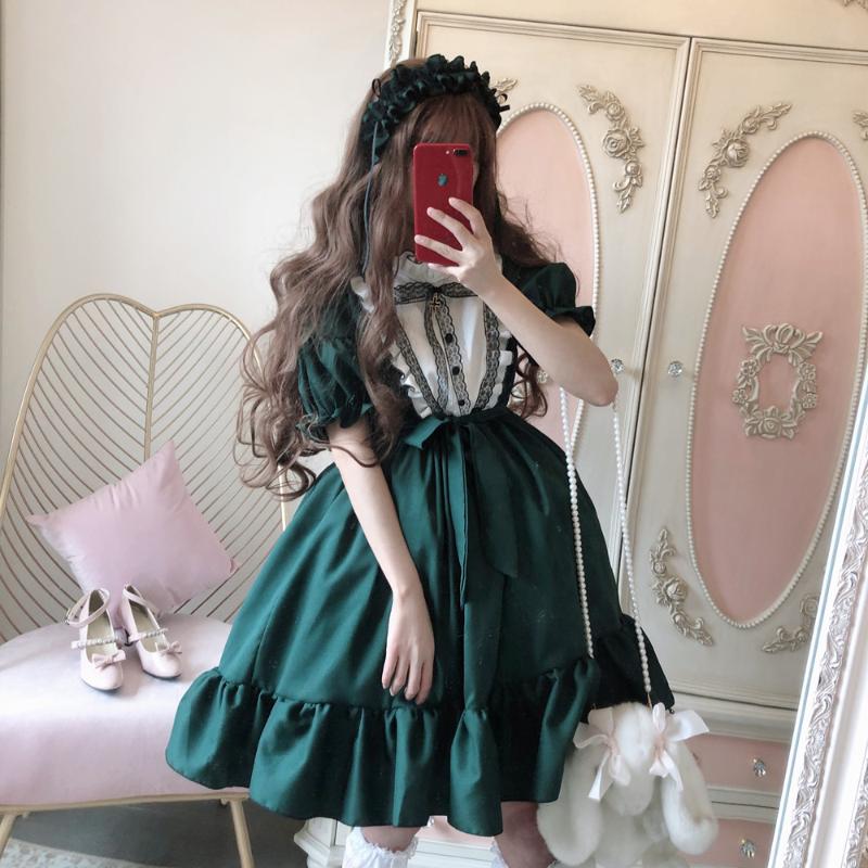 Casual Dresses Gothic Lolita Dark Green Court Dress Fashion Japanese Harajuku Long Sleeve Ruffled Collar Chiffon Kawaii, Black
Casual Dresses Gothic Lolita Dark Green Court Dress Fashion Japanese Harajuku Long Sleeve Ruffled Collar Chiffon Kawaii, Black