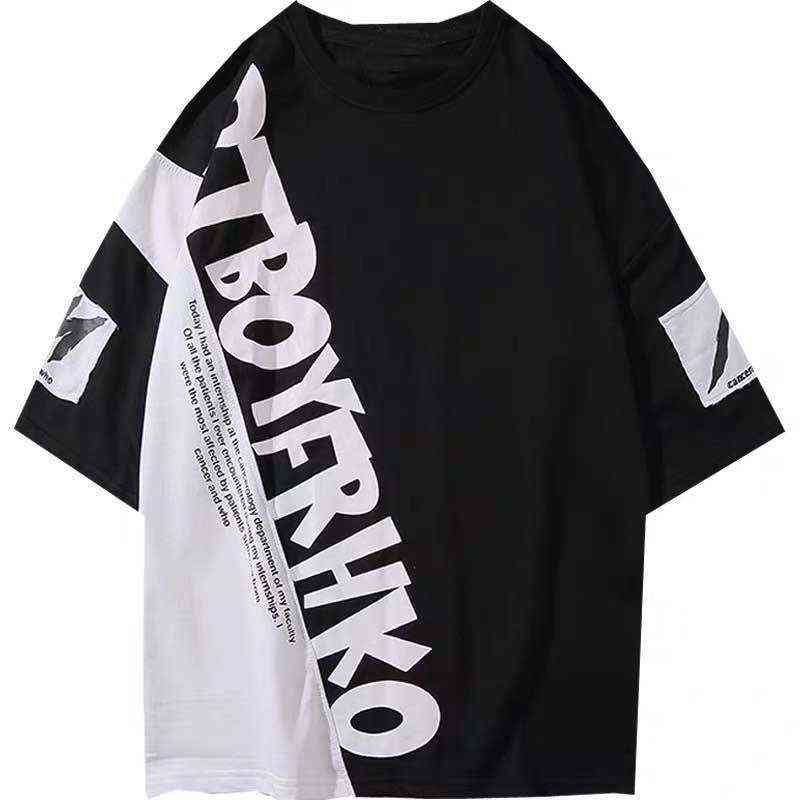 Hip hop fashion men's loose and trendy half sleeve T-shirt in summer 2020 G1217