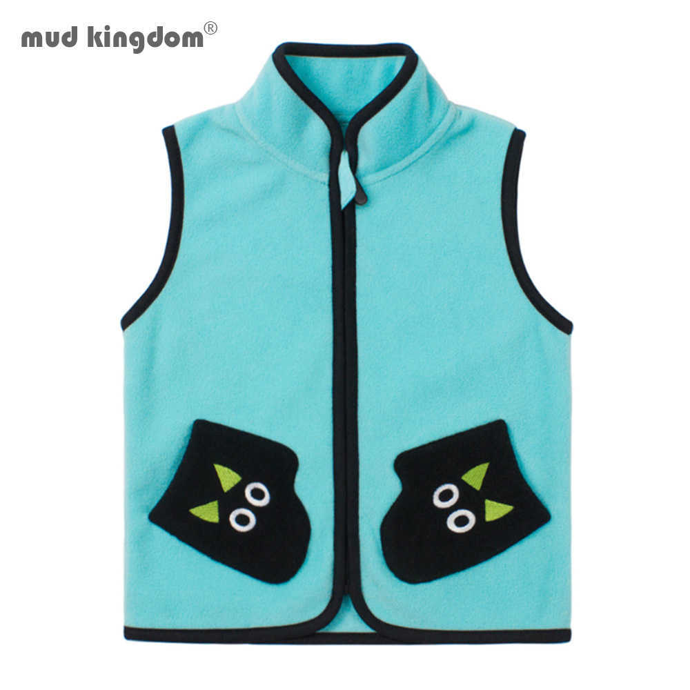 Mudkingdom Boys-Girls Vest Jackets Cartoon Pocket Sleeveless Children Outerwear Coats Autumn Winter Fleece Thick Kids Clothes 210615