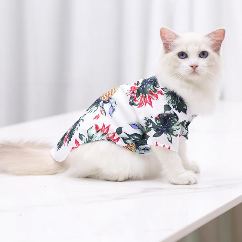 Pet Summer T-Shirts Hawaii Style ral Apparel Hawaiian Sublimation Printed Dog Shirt Breathable Cool Clothes Beach Seaside Puppy Sweatshirt for Small D