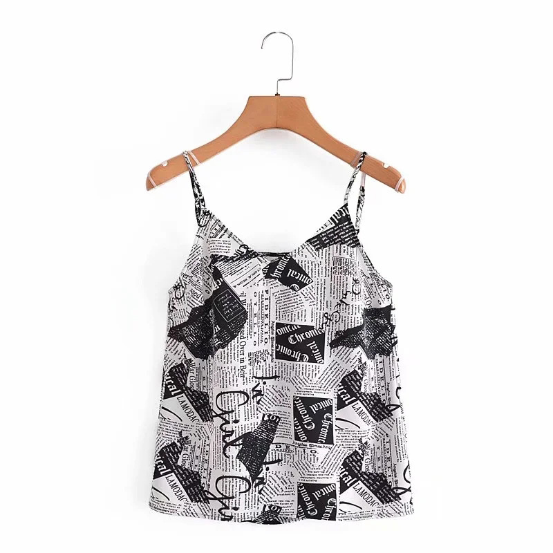 BBWM Sexy Women Sling Vest Fashion spaper Print Sleeveless Camisole Summer Tank Tops Black Blue Small Vest Female Causal 210520, Multi
BBWM Sexy Women Sling Vest Fashion spaper Print Sleeveless Camisole Summer Tank Tops Black Blue Small Vest Female Causal 210520, Multi