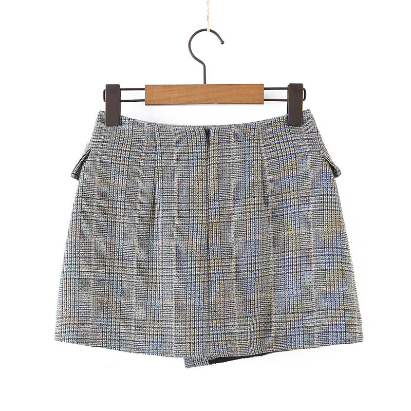 Spring Vintage Office Ladies Double-breasted Plaid Short Suit Jacket Cropped Tops + High Waist Mini Skirts Women 210514
