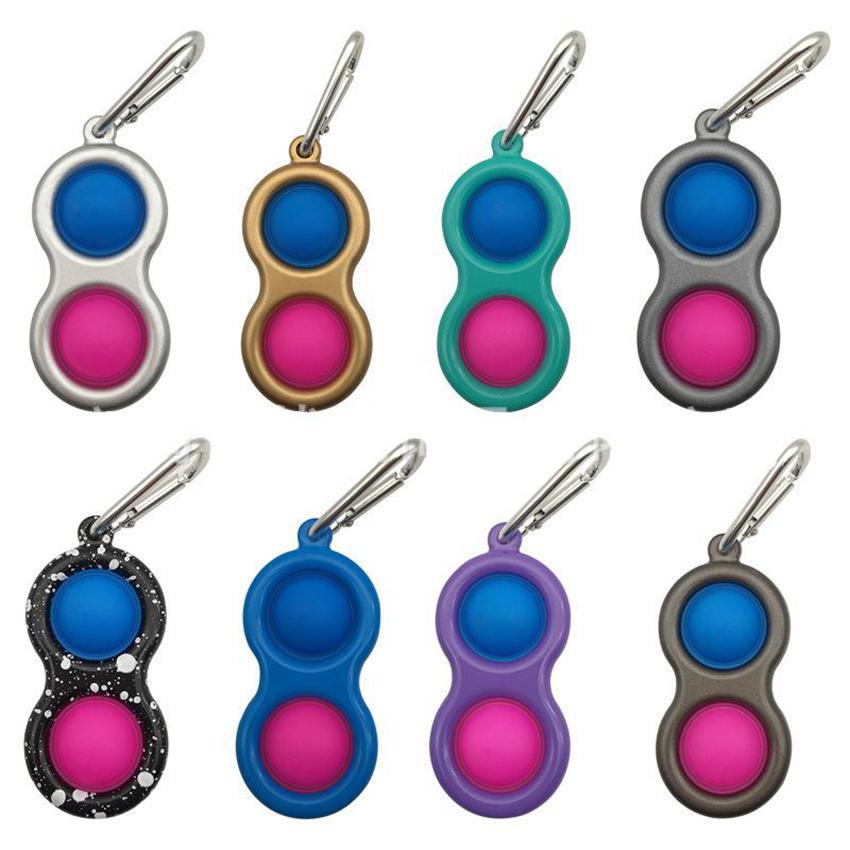 Three Holes Metal Colorful Push Bubble Key chain Sensory Fidget Toy Mini Keychain Stress Reliever Toy Adult Kid