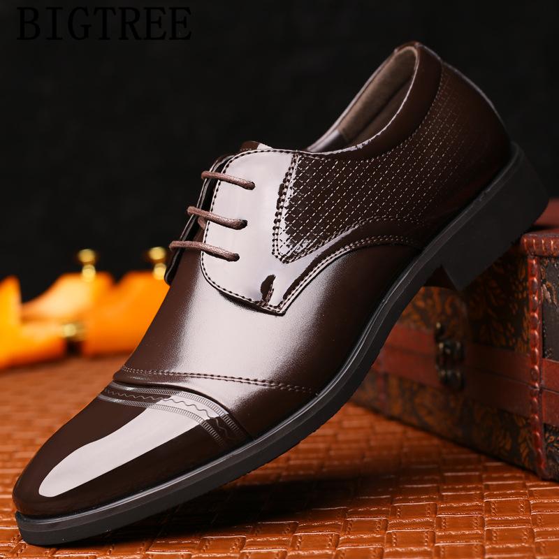 Dress Shoes Patent Leather For Men Elegant Coiffeur Oxford Formal Calzado Hombre Zapatos, Black