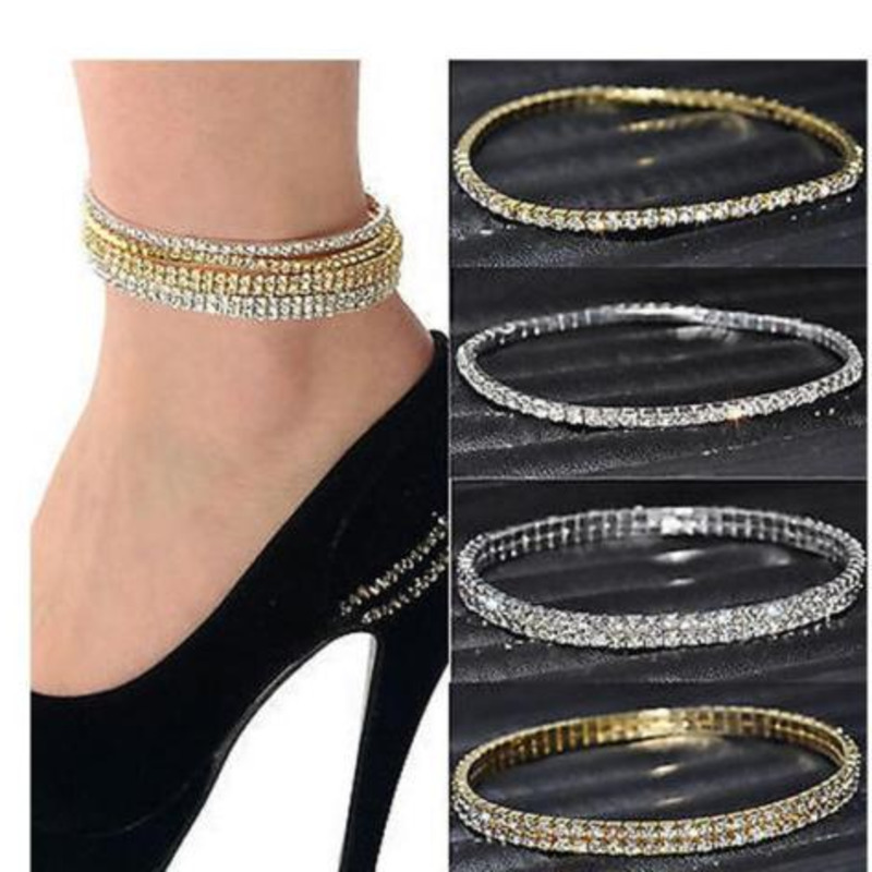 2 Rows Sparkly Anklet Summer Beach Barefoot Sandal Ankle Chain Crystal Stretch Anklets Foot jewelry for Woman
2 Rows Sparkly Anklet Summer Beach Barefoot Sandal Ankle Chain Crystal Stretch Anklets Foot jewelry for Woman