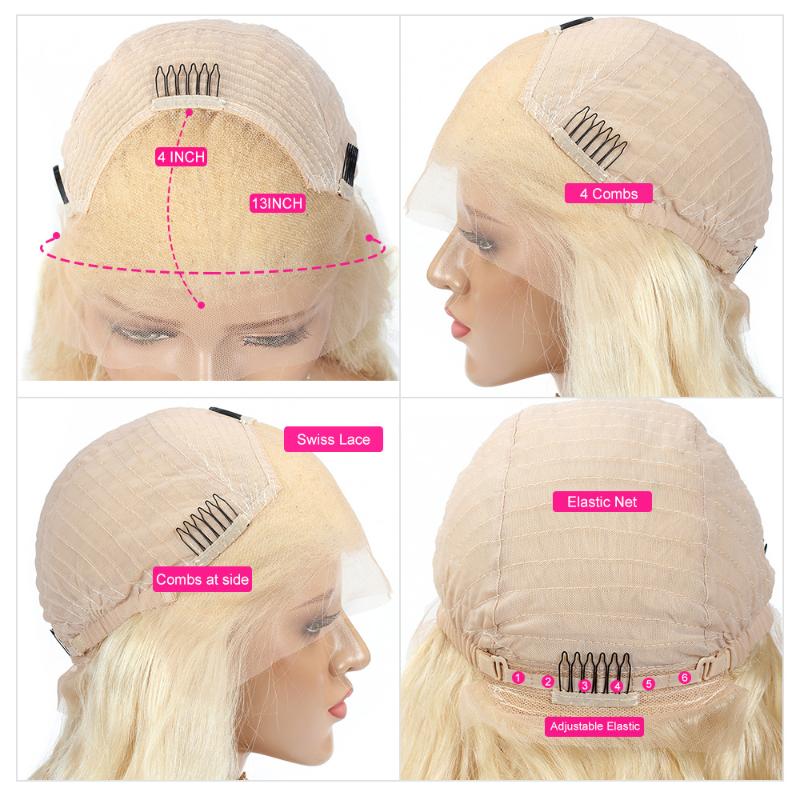 Remy Glueless 613 Blonde Body Wave 13x4 Lace Front Wigs Brazilian Frontal Human Hair Prepluck With Baby 150%