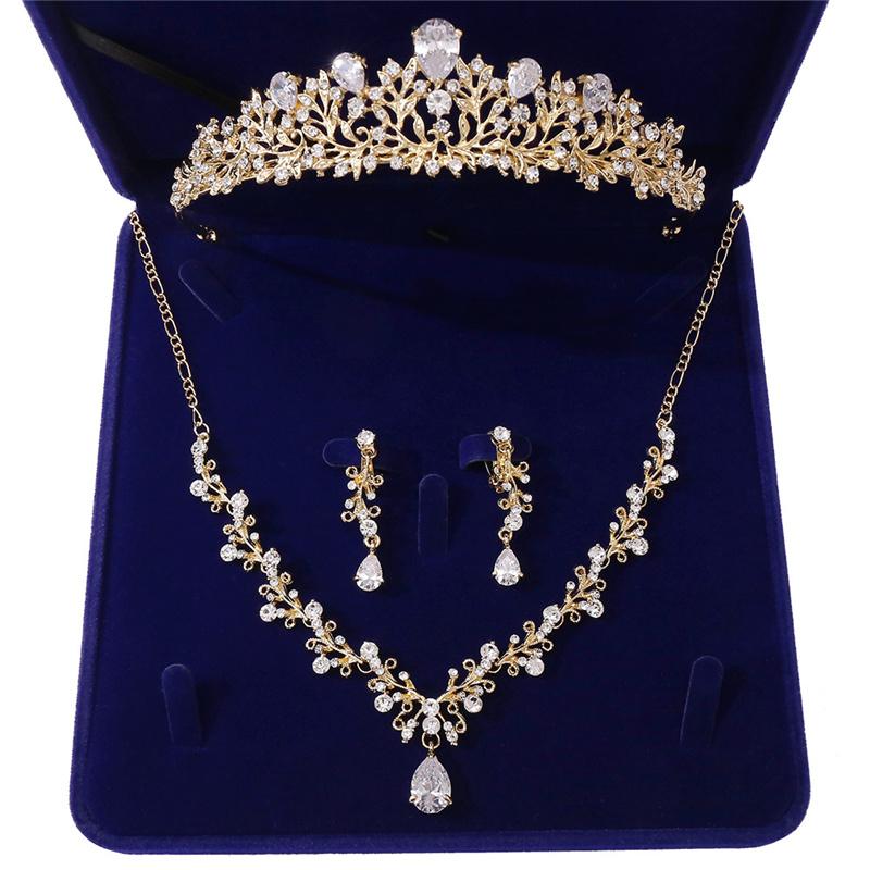 Earrings & Necklace Luxury Noble Crystal Leaf Bridal Jewelry Sets Rhinestone Crown Tiaras Set Bride African Wedding, Silver
Earrings & Necklace Luxury Noble Crystal Leaf Bridal Jewelry Sets Rhinestone Crown Tiaras Set Bride African Wedding, Silver