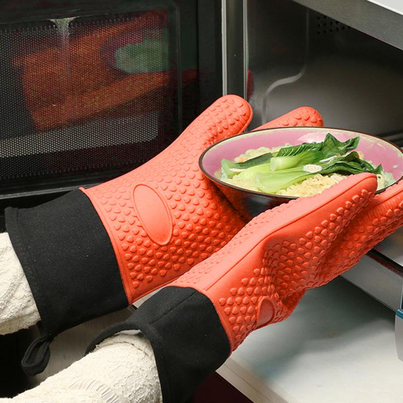 Oven Mitts 1Pcs Grade Heat Resistant Silicone Kitchen Barbecue Glove Cooking BBQ Grill MiBaking Tool