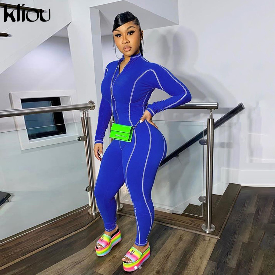 Kliou women full sleeve fitness skinny Jumpsuits zipper o-neck patchwork elastic hight slim sportswear female streetwear outfit, Black
Kliou women full sleeve fitness skinny Jumpsuits zipper o-neck patchwork elastic hight slim sportswear female streetwear outfit, Black