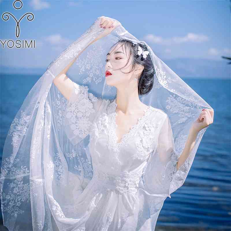 YOSIMI Lace Long Women Dress for Travel Summer Maxi V-nek Backless Evening Party Ankle-length Embroidery White Dresses 210604
YOSIMI Lace Long Women Dress for Travel Summer Maxi V-nek Backless Evening Party Ankle-length Embroidery White Dresses 210604
