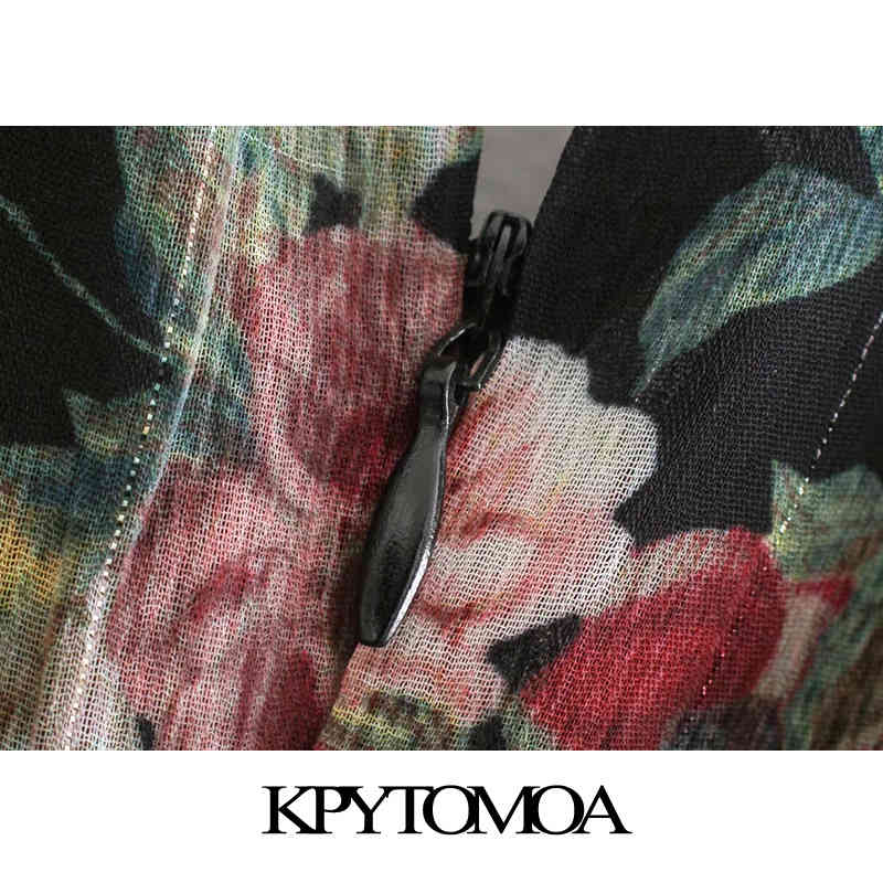 Women Chic Fashion Floral Print Pleated Mini Dress Long Sleeve Back Zipper Female Dresses Vestidos Mujer 210420