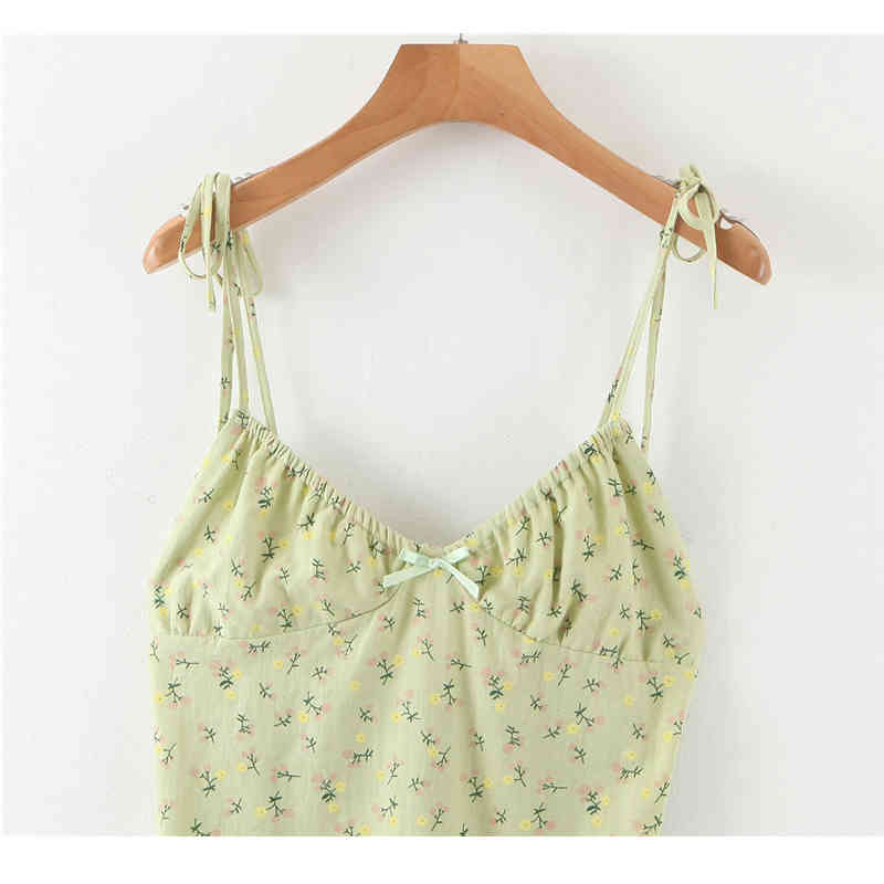 beauty Casual Chic Floral Print Sling Mini Dress Women Holiday Bow V-neck Summer Sexy Backless Ladies es 210514