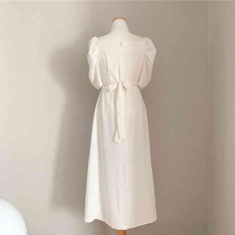 LoveFlowerLife V-Neck High Waist Chiffon Elegant Lace Up Korean Style Lady Wild Long Dress Women's Summer Dresses 210521