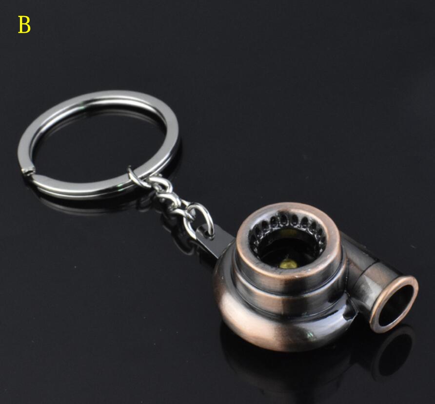 Mini Turbo Turbocharger Metal Keychain Spinning Turbine Key Chain Ring Keyring Keyfob Car Interior Accessories 7Colors Good quality
