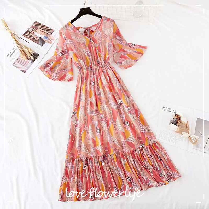 fashion women print floral midi dress women summer short sleeve Ruffled ladies elegant v neck vintage dress vestidos femme 210521
fashion women print floral midi dress women summer short sleeve Ruffled ladies elegant v neck vintage dress vestidos femme 210521