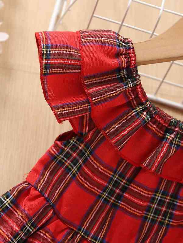 Baby Tartan Ruffle Trim Dress SHE