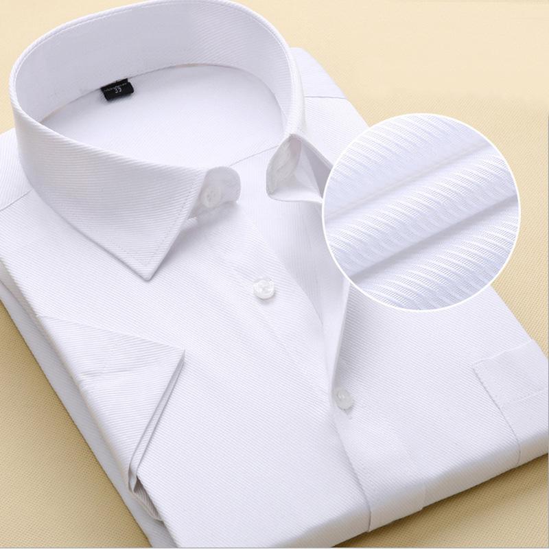 Summer 4XL Men Solid Cotton Short Sleeve Dress Shirts Men's Shirt Casual Male Fitted Man Slim Fit For