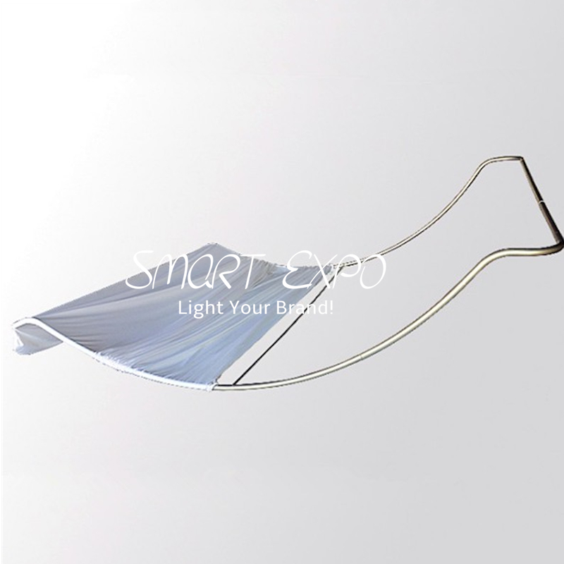 8ft Horizontal Curved Tension Fabric Exhibition Display Retail Supplies with Thick Aluminum Tube Printed Graphic Portable Carry Bag