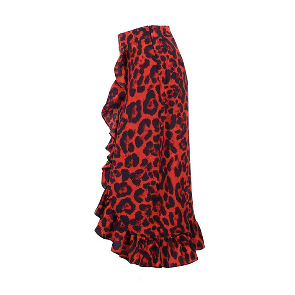 Skirt Women Summer Leopard Print Vintage Long Women's Casual High Waist Pleated Fashion 210428