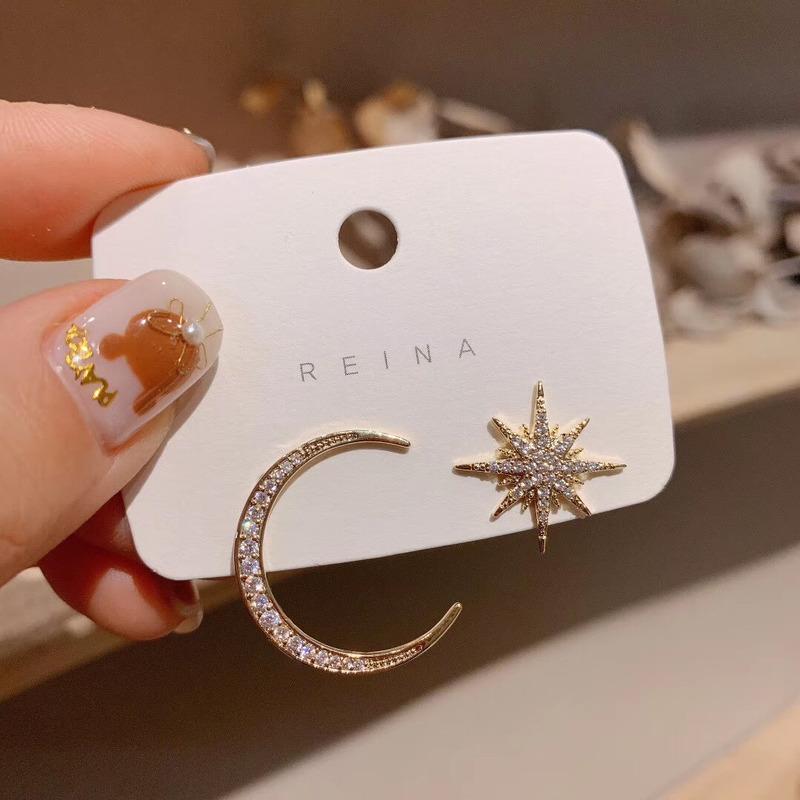 Dangle & Chandelier Women's Earrings 2021 Trendy Asymmetrical Star And Moon Micro-inlaid Zircon Simple Fashionable Jewelry Accessories, Silver
Dangle & Chandelier Women's Earrings 2021 Trendy Asymmetrical Star And Moon Micro-inlaid Zircon Simple Fashionable Jewelry Accessories, Silver