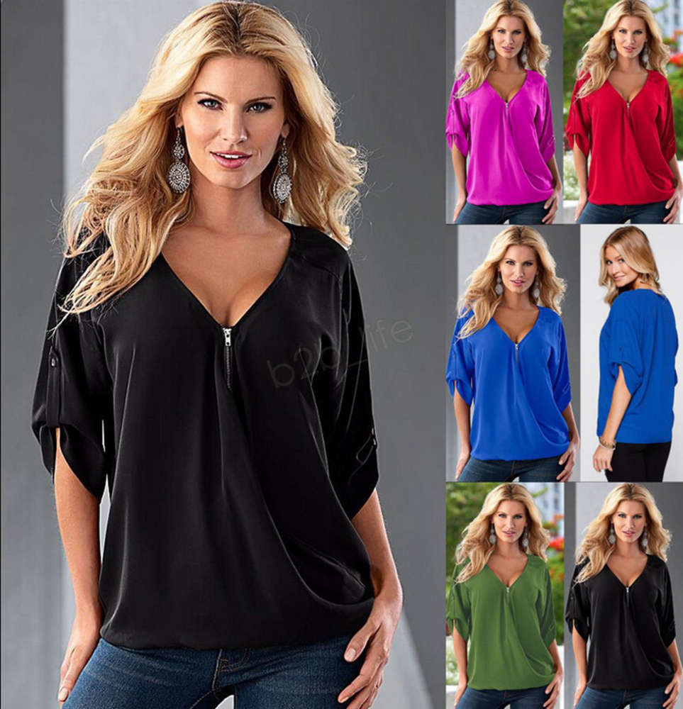 Women Loose Top T-Shirt middle Sleeve Zipper V Neck T-Shirt Ladies Blouse Shirt over size home clothing Plus Size LJJA2859, White
Women Loose Top T-Shirt middle Sleeve Zipper V Neck T-Shirt Ladies Blouse Shirt over size home clothing Plus Size LJJA2859, White