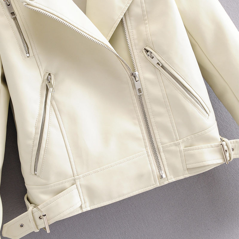 PU Slim Lapel Long Sleeve Windproof Candy Color Chic Korean Motorcycle Female Jacket Harajuku Simple Zipper Women's Coat 210507