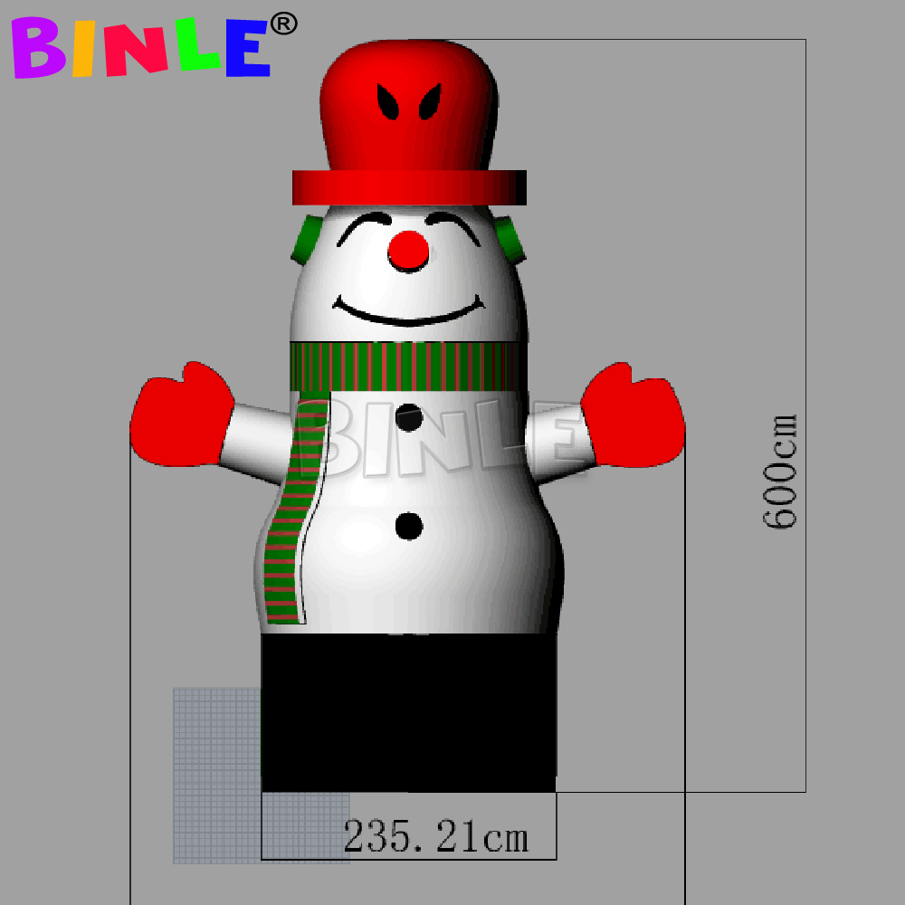 Giant outdoor christmas inflatable snowman red color xmas hats for holiday decoration
