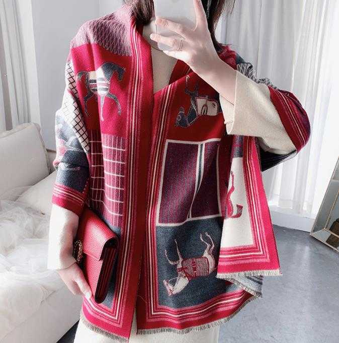 Winter Scarf Women Cashmere Scarf New Fashion Warm Foulard Lady Horse Scarves Multicolor Thick Soft Shawls Wraps