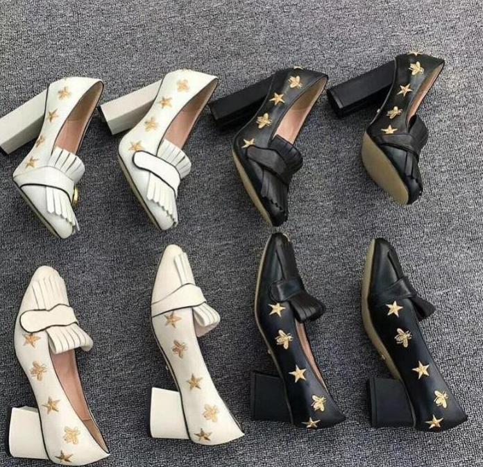 Top High Heels Pump sandals Embroidered Designer Marmont Leather Bee and Star Fringe Pmps Double Tone Hardware Toe Pumps Chunky Heel 5cm 10cm, Color 2
Top High Heels Pump sandals Embroidered Designer Marmont Leather Bee and Star Fringe Pmps Double Tone Hardware Toe Pumps Chunky Heel 5cm 10cm, Color 2