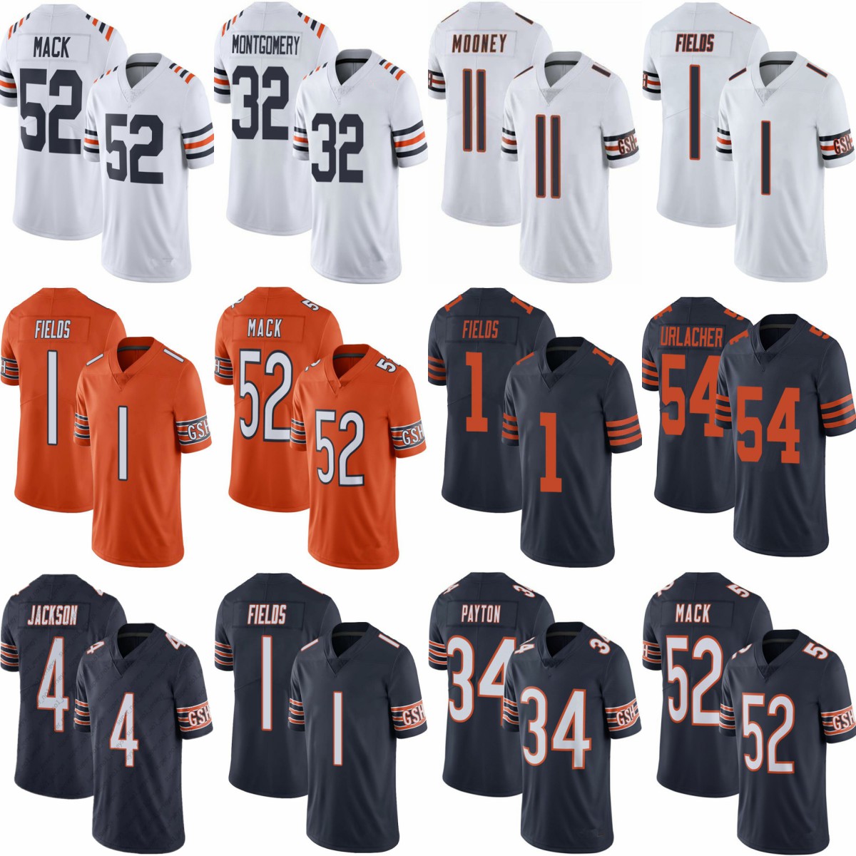 Mens Womens Kids Youth 1 Justin Fields 52 Khalil Mack Chibeary Walter Payton Football Jerseys 29 Tarik Cohen Jimchicagos Roquan Smith 4 Eddie Jackson Brian Urlacher, Shown
Mens Womens Kids Youth 1 Justin Fields 52 Khalil Mack Chibeary Walter Payton Football Jerseys 29 Tarik Cohen Jimchicagos Roquan Smith 4 Eddie Jackson Brian Urlacher, Shown