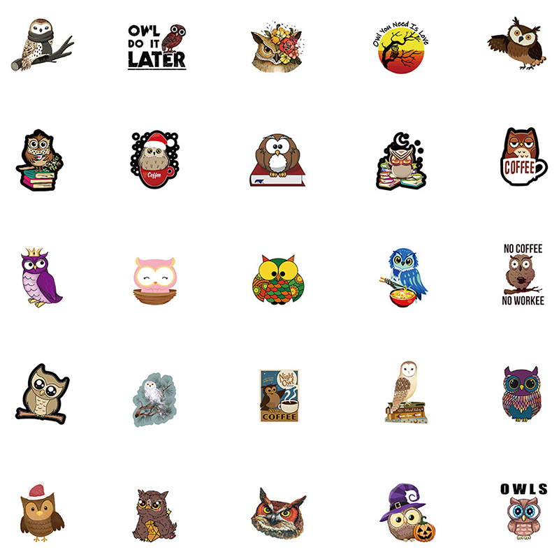 Update New Notebook Cartoon Owls Stickers Cute Animal Series Wers DIY Graffiti Decals For Car Lage Motorcycle Ipad Phone Scooter Games Skateboard Guit