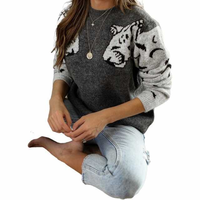 Autumn Winter Leopard Women Sweater Oversize Knitwear Womens Pullovers s Green Casual Female Knitted Jumper 210604