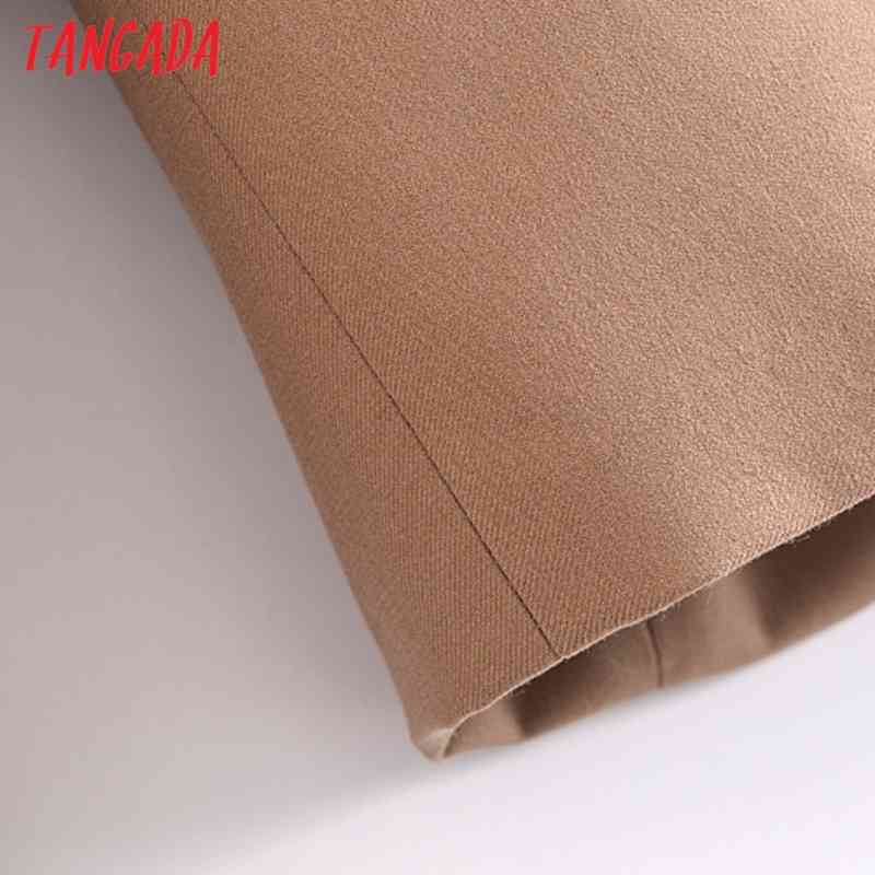 Women Fashion Solid Khaki Crop Blazer Coat Vintage Long Sleeve Female Outerwear Chic Tops 3H264 210416
