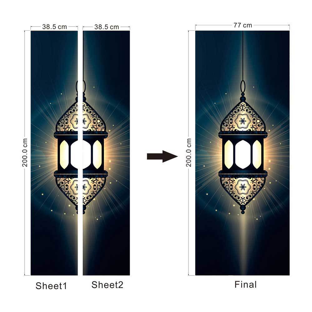 Light In The Dark Religion Lantern Arabic Style Creative Doors Home Stickers For Bedroom Parlor Corridor Door Decoration