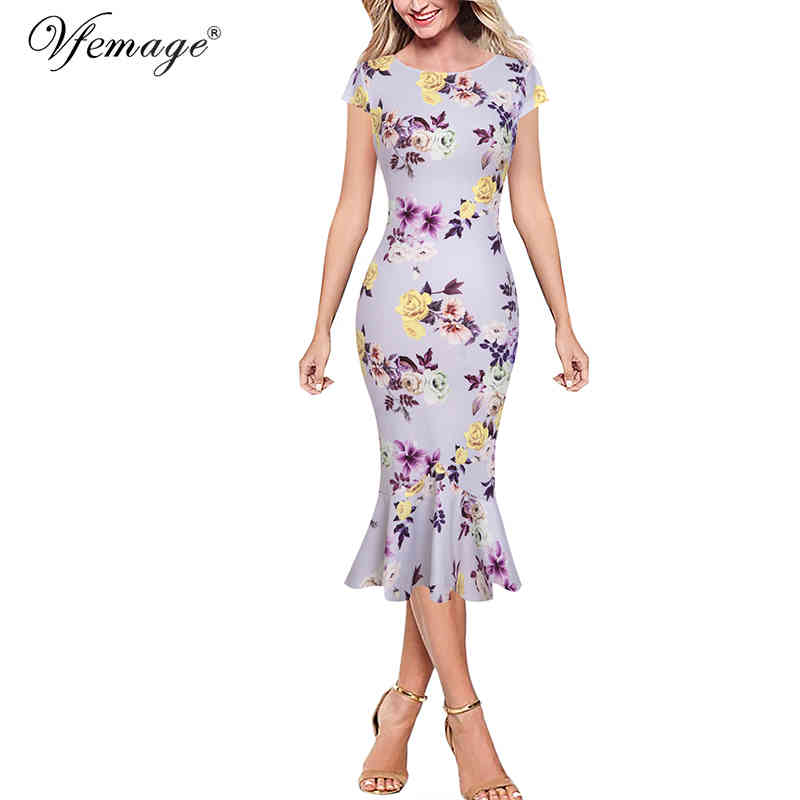 Vfemage Womens Elegant Vintage Floral Lace Leopard Autumn Office Business Evening Party Bodycon Pencil Mermaid Midi Dress 1090 210409