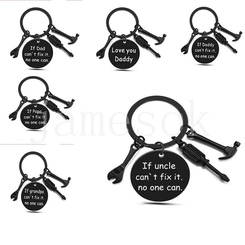 Stainless Steel Keychain Party Favor Engraved Dad Papa Grandpa Tools Key Rings Father Day Gift Creative Father Keyring Men Jewelry Accessories de196