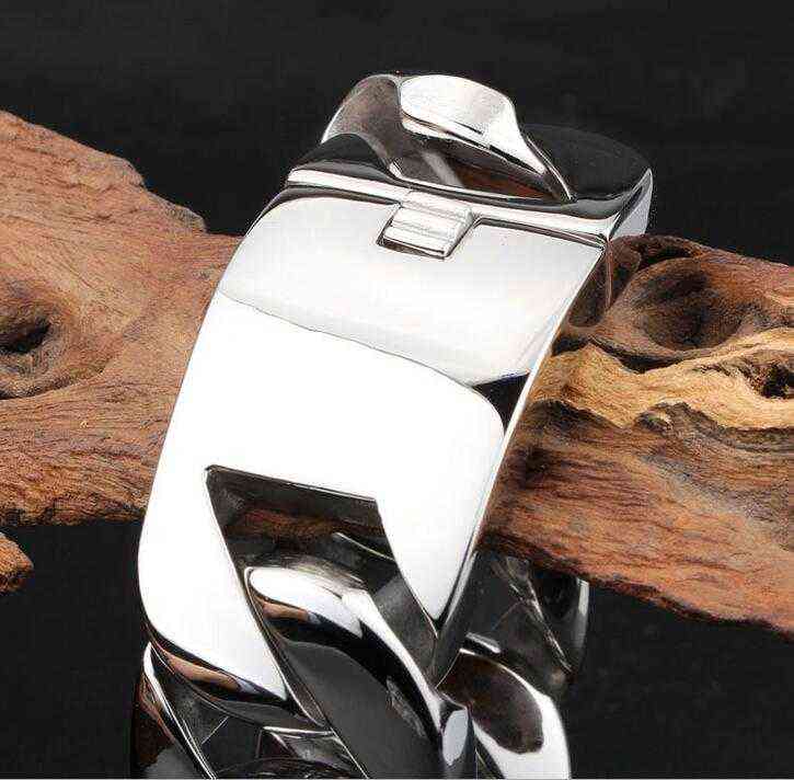 Heavy Powerful 31MM Wide Big Bracelet Men Hiphop Massive Stainless Steel Jewelry Fashion Mens Bracelets Bangles Hand Thick Chain 211124