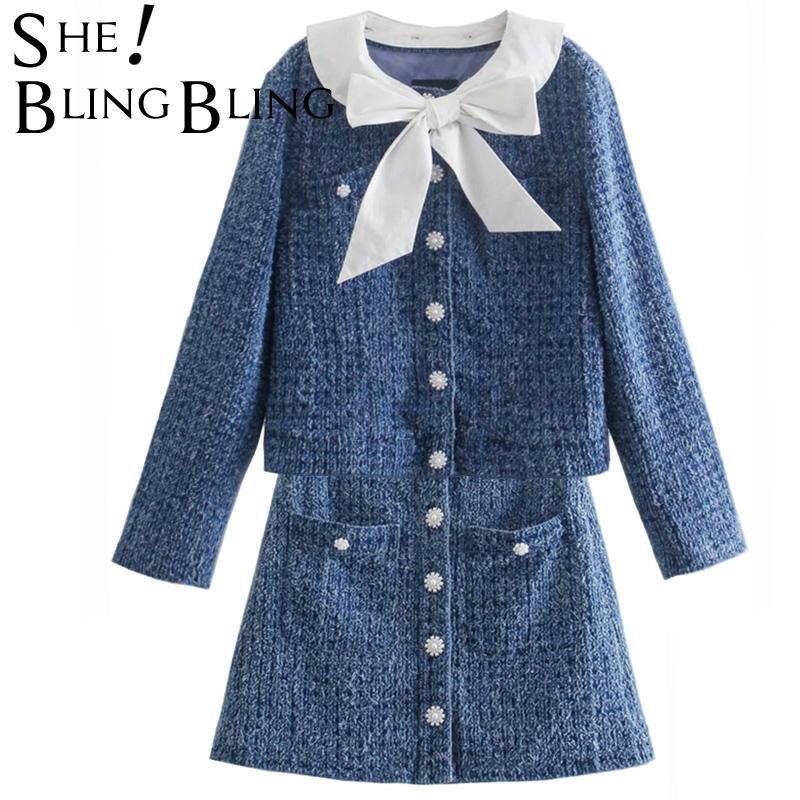 SheBlingBling 2021 Fashion Two Piece Sets Women Tweed Jacket With Bow Suits Buttons High Eaist Skirt Office Ladies Blue Outfits Women' & Bl
SheBlingBling 2021 Fashion Two Piece Sets Women Tweed Jacket With Bow Suits Buttons High Eaist Skirt Office Ladies Blue Outfits Women' & Bl